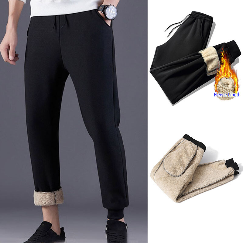 Men Jogging Sweatpants Thick Fleece Lined Winter Warm Sport Gyms Plus Size