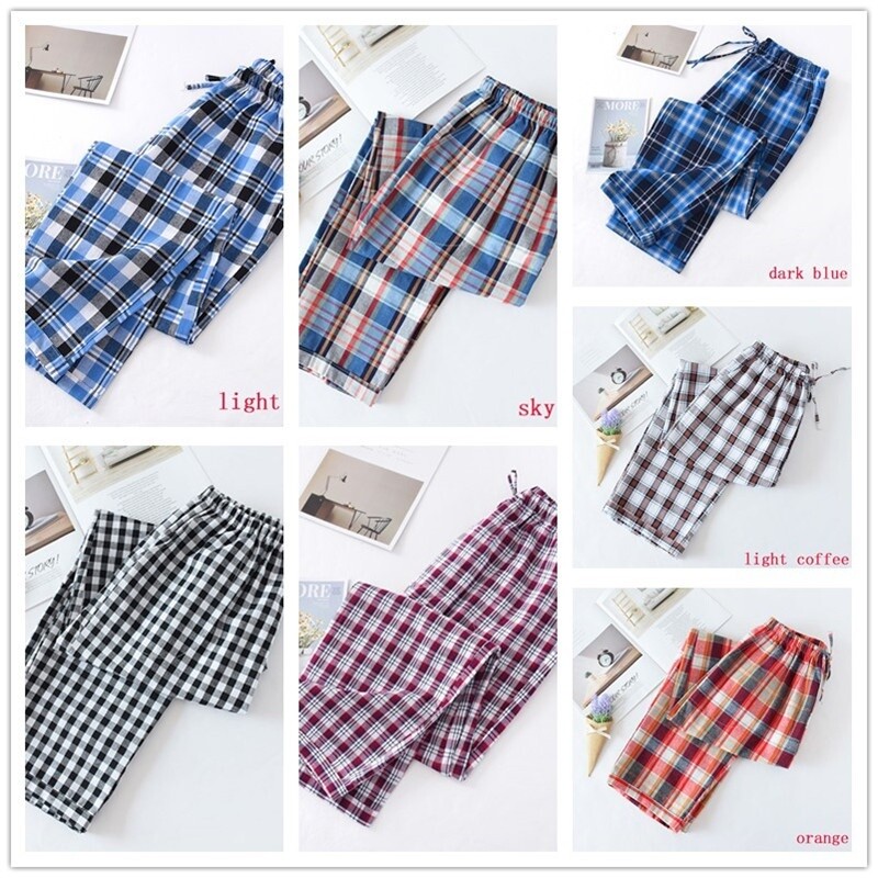 men-sleep-bottoms-pajama-trousers-checks-pants-cotton-loose-casual-homewear