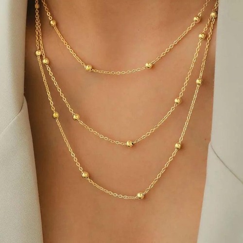 Bohemian Multi Layer Runde Perlen Choker Halskette Für Damen Schmuck Trendy