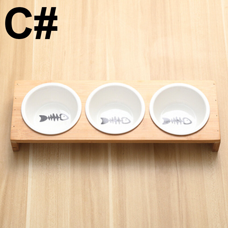 Buy Elevated Dog And Cat Bamboo Pet Feeder Ceramic Bowl Raised