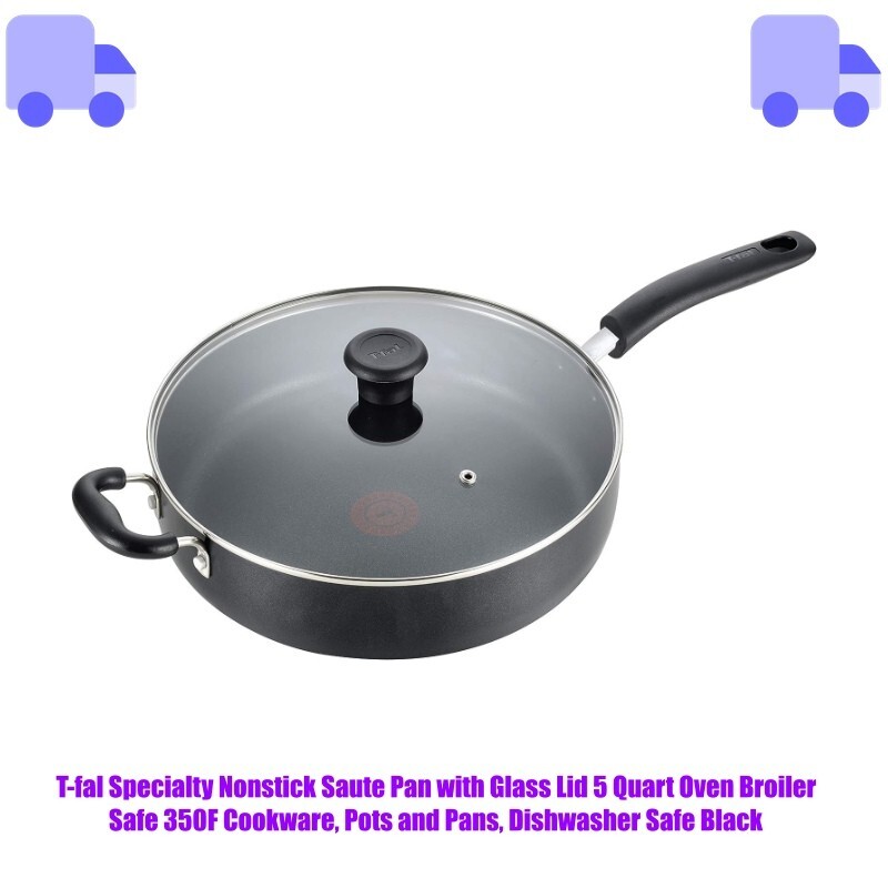 T-fal Specialty Nonstick Saute Pan with Glass Lid 5 Quart Ov
