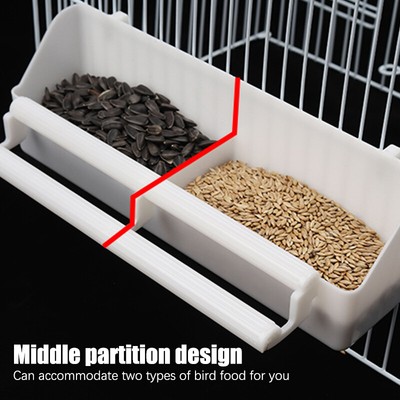 Parrot Birds Water Hanging Bowl Parakeet White Feeder Box Plastic Food Contai CB
