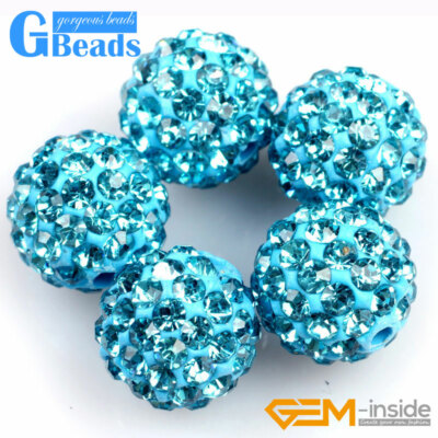 10mm Quality Czech Crystal Rhinestones Pave Clay Round Disco Ball Beads 10Pcs GB