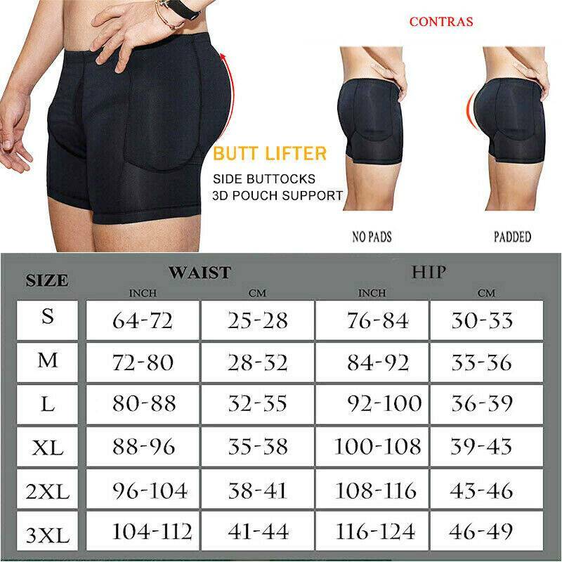 Men Hip Enhancer Padded Boxer Briefs Underwear Skinny Shaper Butt