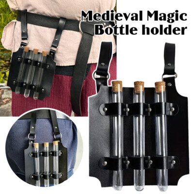 PU Leather Alchemy Vial Holder Belt Hanging Prop Potion Magic Medieval Cosplay