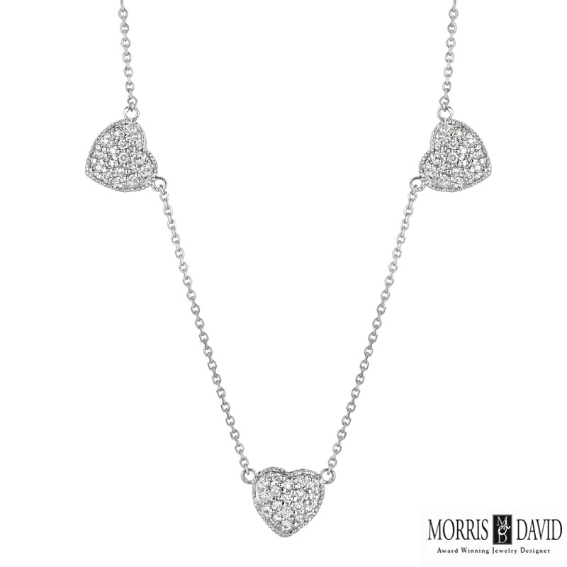 Pre-owned Morris 0.65 Carat Natural Diamond Heart Necklace 14k White Gold Si 17 Inches