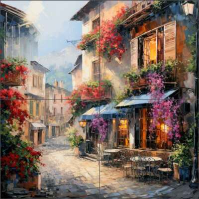 Bistro Cafe Tile Backsplash Ray Powers Paris Art Ceramic Mural OB-RPA504