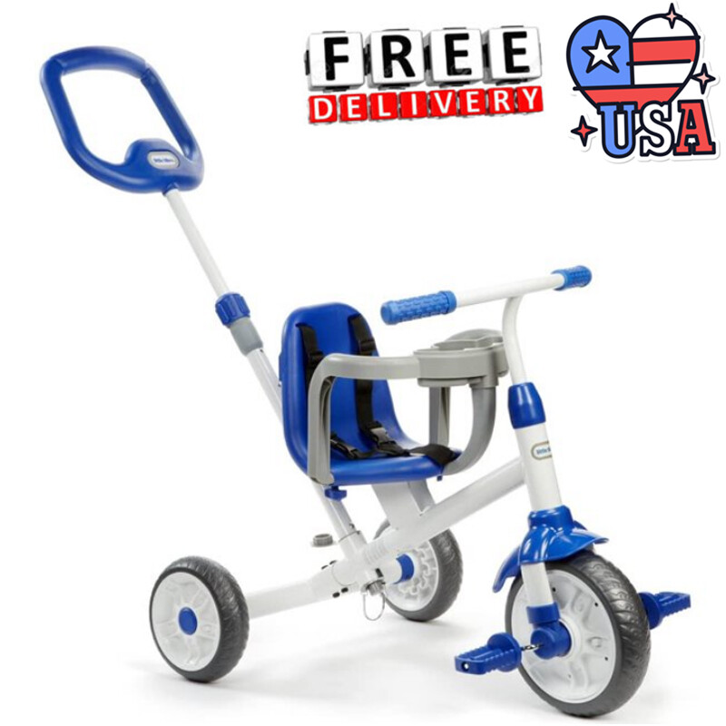 3-in-1 Baby Trike Blue Convertible Tricycle Toddlers Kids 9 