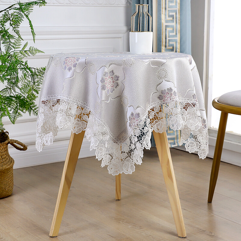 Jacquard Floral Nappe Dentelle Bordure Dîner Thé de Table Housse Tapis Home Déco