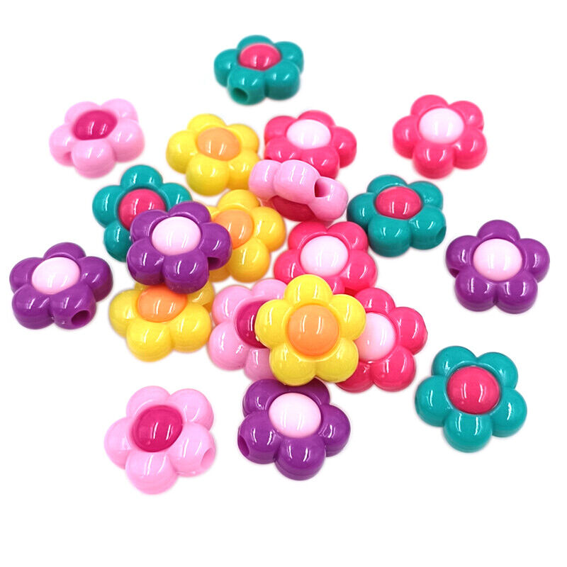 DIY Fashion 20pcs Solid Color Acrylic Flower Loose Beads Jewelry