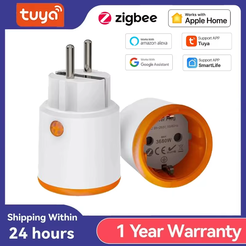 Tuya ZigBee 3.0 16A EU Plug Smart Home 3680W Power Monitor Timer Meter Compatiab