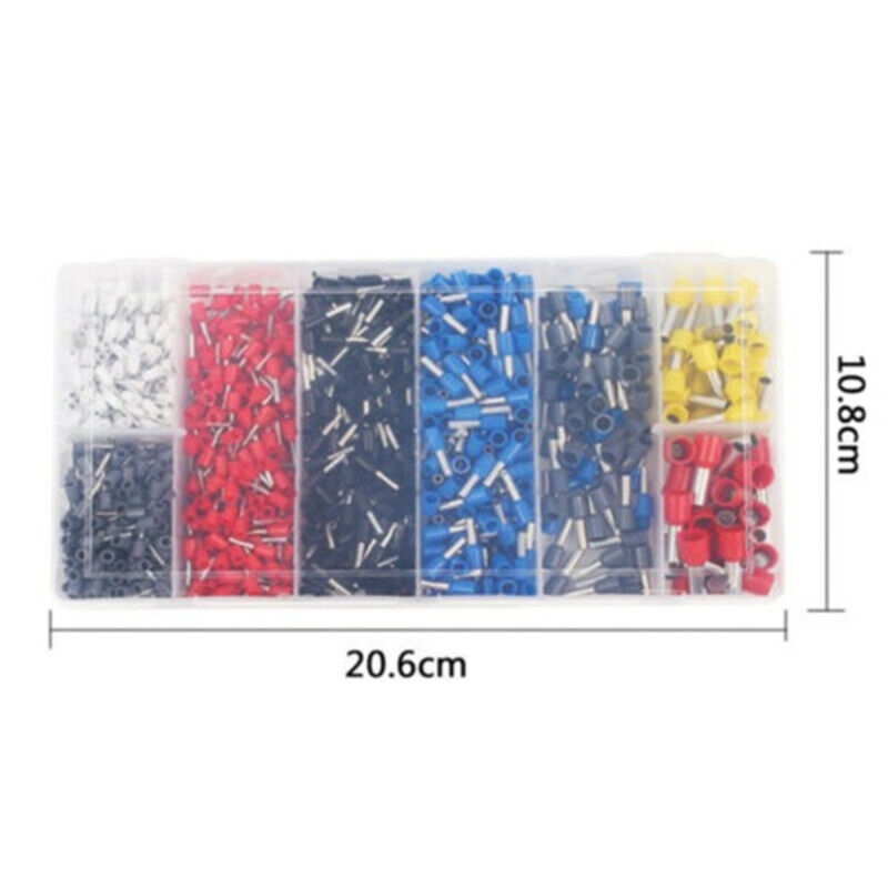 1200PCS Cable Cord Pin End Bootlace Ferrule Terminal Set Wire Crimp Connectors