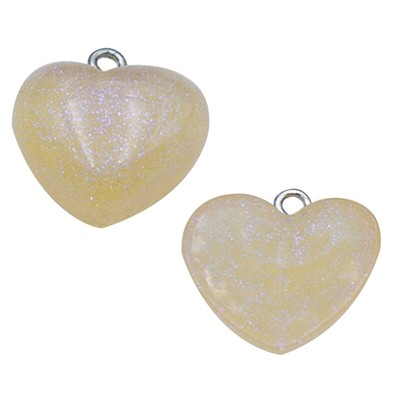 Glittering Heart Charm Heart Beads Sparkling Heart Accessories Resin Material