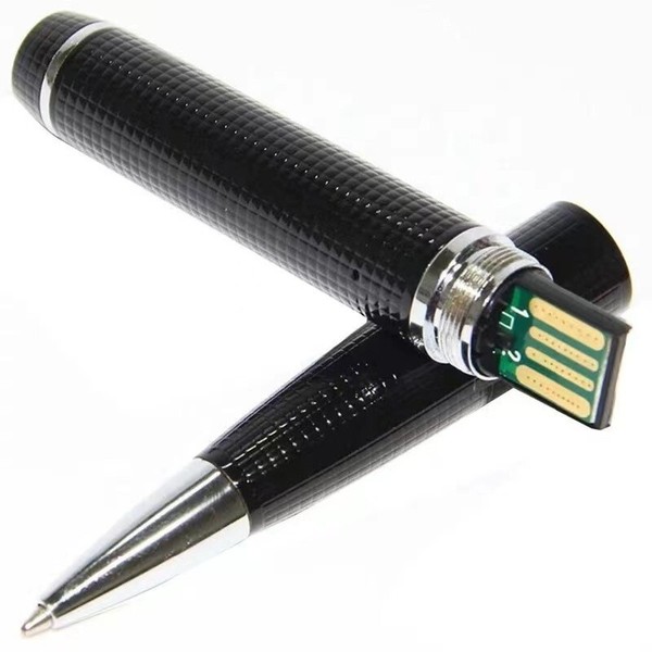 Black luxury fountain pen with gold trim.