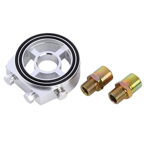 For Racing Sport Aluminum Oil/Gauge Filter Sandwich Adapter Plate Silver Kit