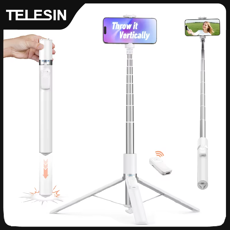 Auto-Opening Tripod Selfie Stick 1.7M 360° Rotation Adjustable selfie stick Wire