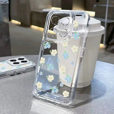 For Xiaomi 13T Poco F6 X6 Pro Redmi Note 13 12 Pro Flowers Clear Soft Case Cover