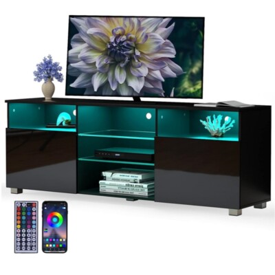 47"/57"/65" Modern LED High Glossy TV Stand, Media Console, Entertainment Cente