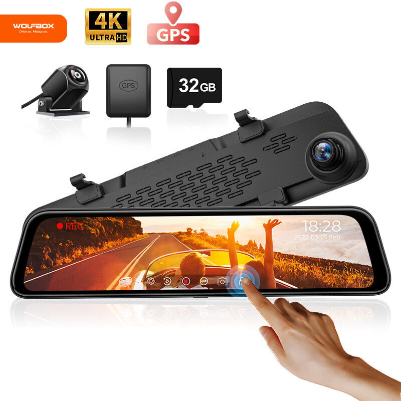 らいまー　3BOX WOLFBOX G840S Front and Rear View Mirror Dash Cam 4K 12