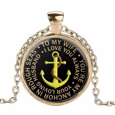 WIFE ANCHOR LOVE MARRIAGE pendant GOLD FILLED 18K necklace 20'' chain female 