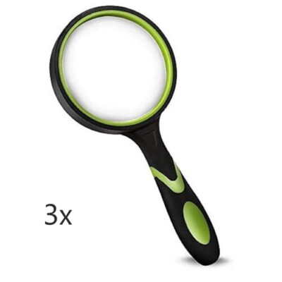 3 Pack Magnifying Glass 10X Handheld Reading Magnifier 50MM For Seniors and Kids