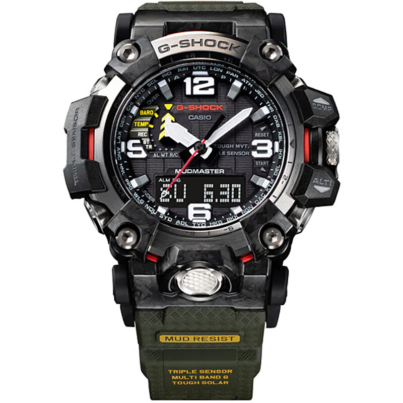 Pre-owned Casio G-shock Gwg-2000-1a3jf Carbon Mudmaster Radio Tough Solar Men Watch Japan
