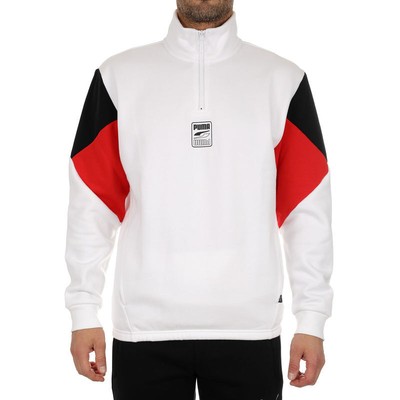 

Мужская флисовая худи Puma White Rebel с молнией до половины, White/black./red