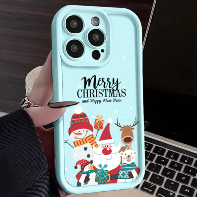 For iPhone 16 15 14 13 Pro Max 12 11 XR XS 8 Christmas Soft TPU Phone Case Cover