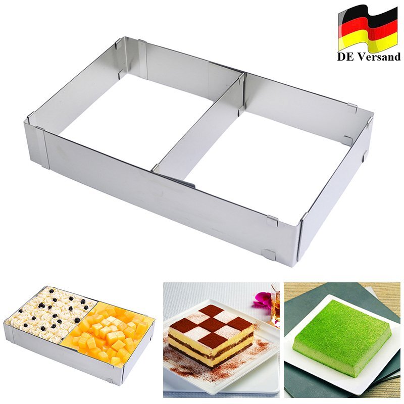 Edelstahl Verstellbar Backrahmen Eckig Torten Kuchen Ring Stufenlos Backform Dhl