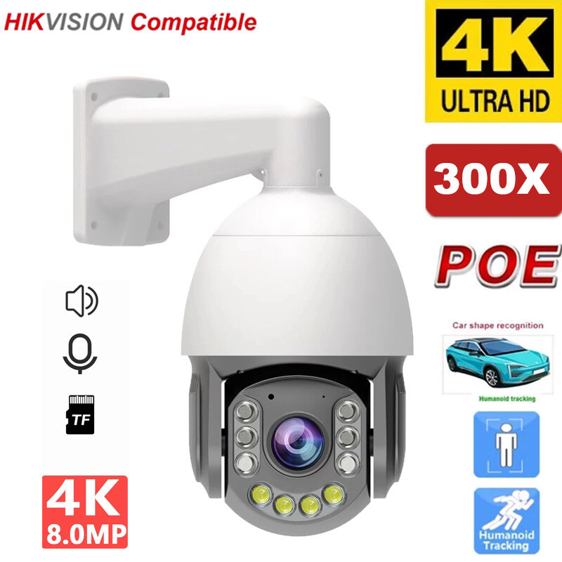 8MP 4K Security Camera 300X Zoom Outdoor PTZ IP Color Night 