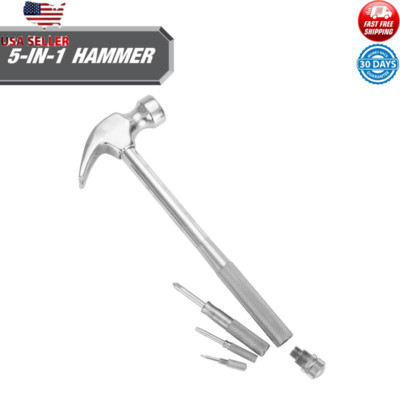 5-in-1 Hammer Screwdriver Set Chrome Plated Rust Resistant Multi-Tool Gift Idea