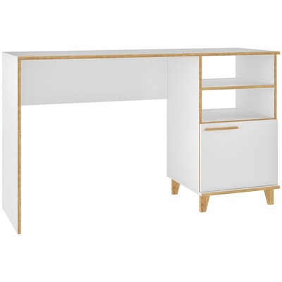 Manhattan Comfort Minetta Mid-Century Wood Writing Desk in White