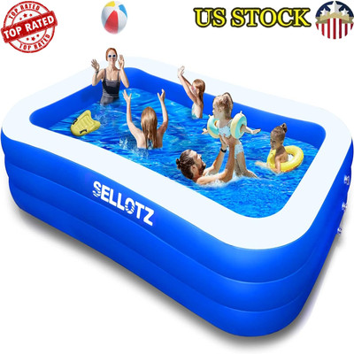 Oversized Inflatable Pool Kids Adults Safe Outdoor Garden Backyard 120''X72''X22''