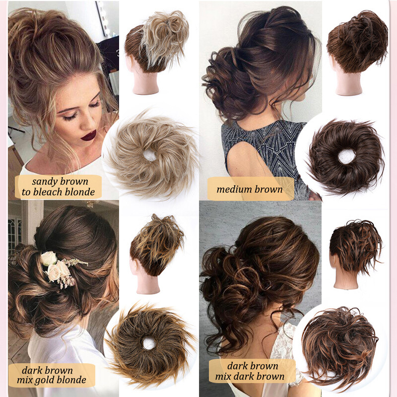 THICK X-LARGE Messy Bun Hair Piece Scrunchie Tousled Updo Wrap Hair Extensions