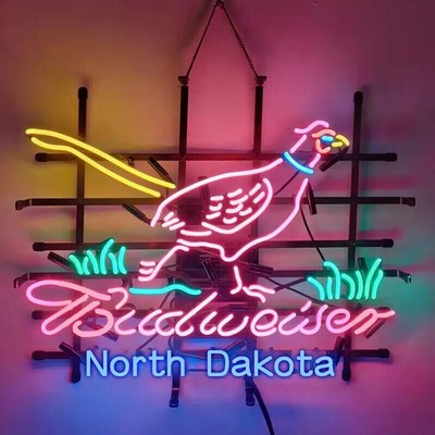Pheasant North Dakota Neon Sign 20''x16'' Light Lamp Garage Glass Visual Beer SY