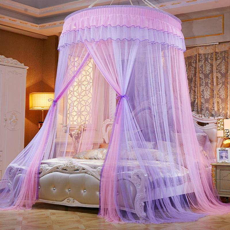 King Queen Bed Canopy Girl Princess Dome Tent Bed Curtain Lace Mosquito Netting