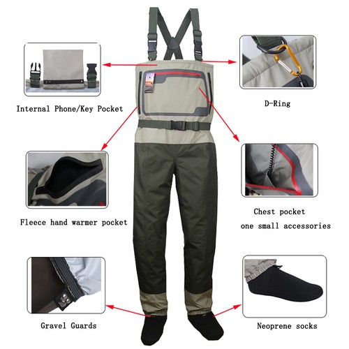Fly Fishing Stocking Foot Chest Waders Affordable Breathable Waterproof Wader