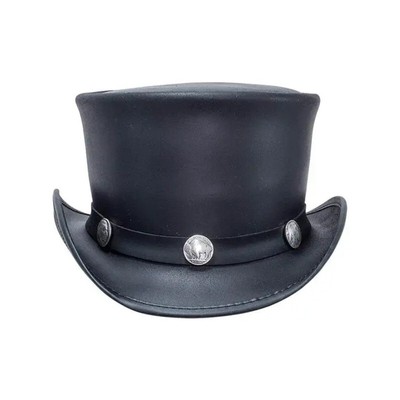 El Dorado Deadman Biker Hat Buffalo Nickel Band Hat Steampunk Leather Top Hat
