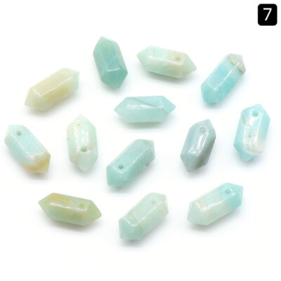 10pcs 8X20mm  Amazonite Stone Pendant Double Pointed Hexagonal hole Reiki