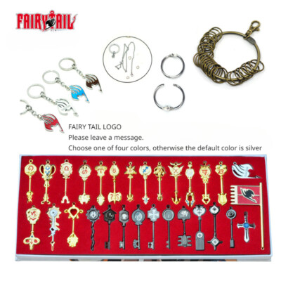 New Fairy Tail 29pcs of keys set Lucy heart keychain Necklace Pendant Cosplay