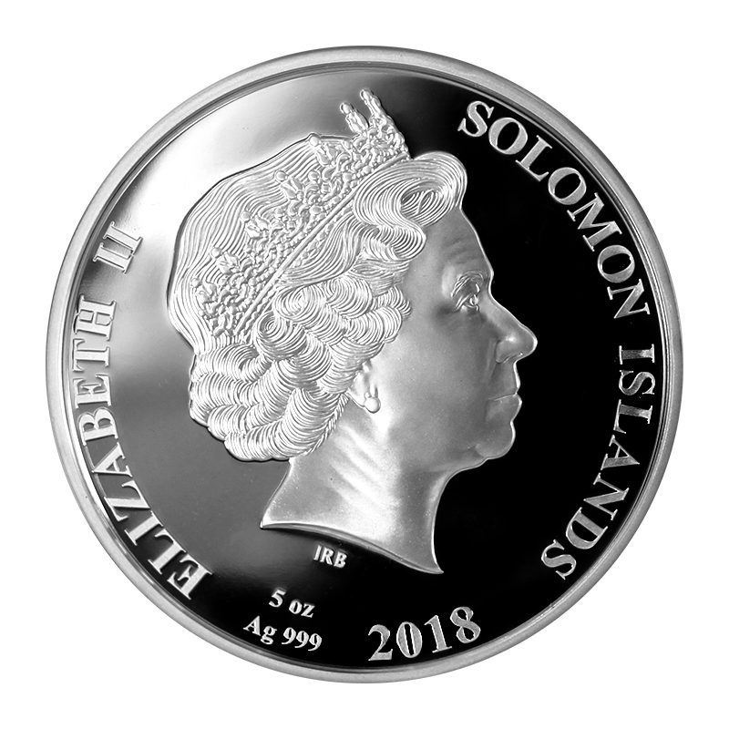 Solomon Islands 2018 25$ HM Bark Endeavour 250t Ann. Mother Of Pearl Silver Coin