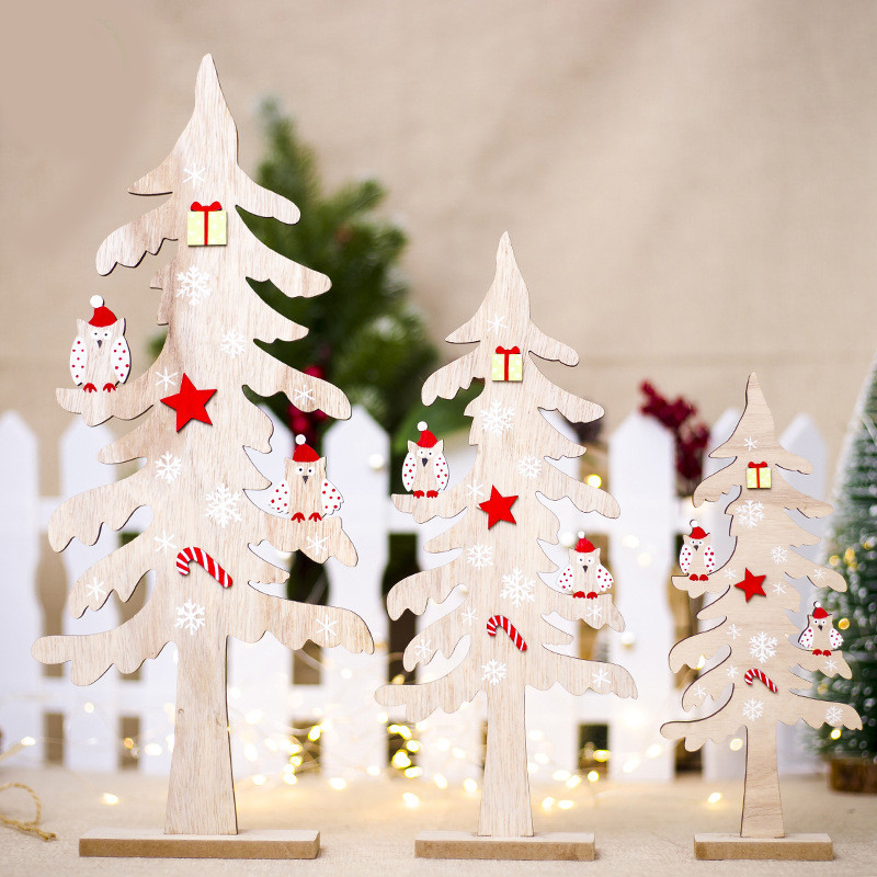 Creative Wooden Mini Desktop Christmas Tree Star Home Decoration
