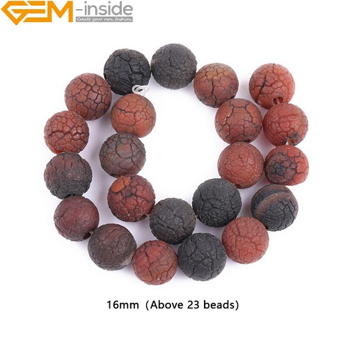 Natural Crack Dream Agate Matte Round Gemstone Loose Beads Jewelry Making 13