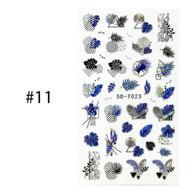 5D Wave Line Nail Sticker Marble Pattern Colorful Manicure Nail Art Decoration