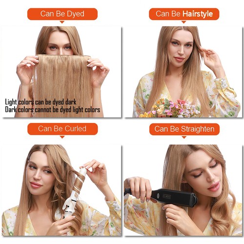 Thick 100% Real Remy Human Hair Extensions Clip In One Piece Half Head 8''-24''