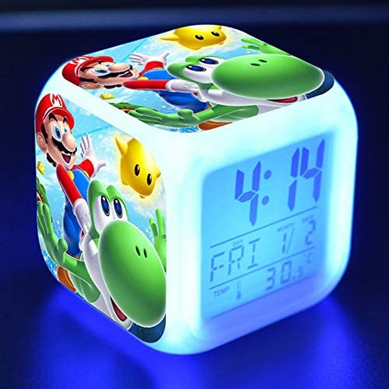Super Mario 3 Inch Small Size Mini LED Digital Boys Anime Alarm Clock Kids Bedro