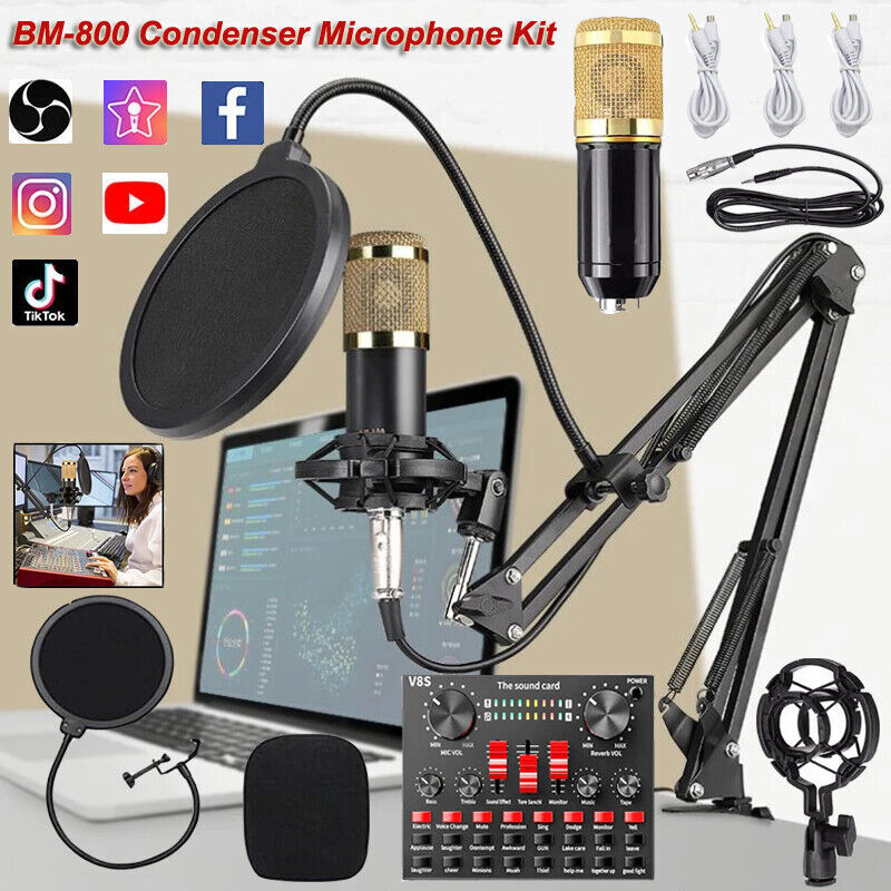Home Studio Recording Kit Podcast Music Mixer Equipment Condenser Microphone Set