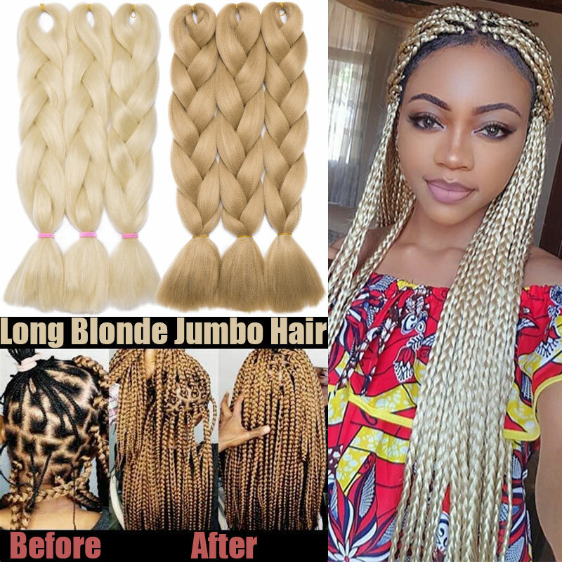 Details About Blonde Kanekalon Jumbo Box Braid Ultra For Braiding Hair Extension Afro Twist Hu