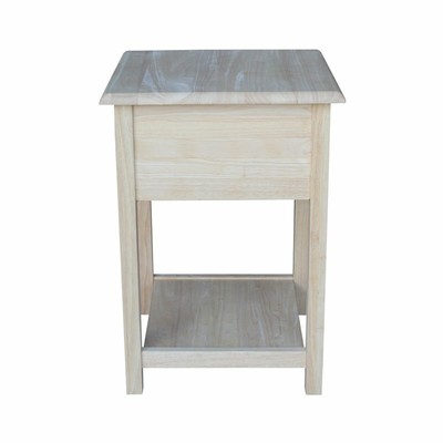 International Concepts Unfinished Lamp Table W/2 Drawers