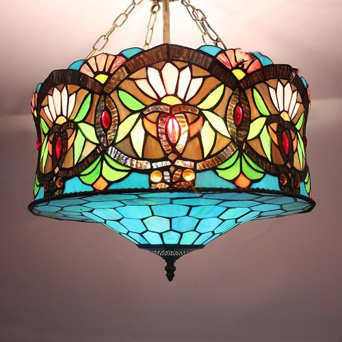 その他 Tiffany Style: 170 Years of Design Tiffany Style Inverted Ceiling Light Lamp Fixture Stained